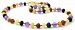 Unpolished Baltic Amber Teething Necklace made with Amethyst Beads - Size 14.2 inches - BoutiqueAmber (14.2 inches, Raw Multi / Amethyst)