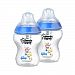 Tommee Tippee Closer to Nature Decorated Bottles, Blue, 9 Ounce, 2 Count