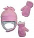 N'Ice Caps Girls Soft Sherpa Lined Micro Fleece Pilot Hat and Mitten Set (2-3 Years, pink)