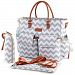 Kattee Chevron Diaper Bag Baby Nappy Tote Bag with Changing Pad & Bottle Holder White & Gray