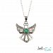 Jewels 4 Ever Genuine Sterling Silver And Emerald Angel Pendant And Chain Set Green