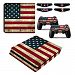 US American Old Flag Vinyl One PS4 slim Console Skin & Two Play Station 4 Slim DualShock 4 Controller Decal Cover & Four LED Light Bar Stickers for Sony Playstation 4 Slim