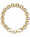 Two-Tone Double Oval Link Bracelet in 10k Gold & White Gold