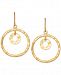 Hammered-Look Circle Drop Earrings in 10k Gold