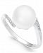 Cultured Freshwater Pearl (10mm) & Diamond Accent Ring in 14k White Gold