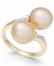 Cultured Golden South Sea Pearl (9mm) and Diamond Accent Bypass Ring in 14k Gold