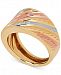 Tri-Color Statement Ring in 14k Gold & White and Rose Rhodium-Plate