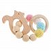 Dovewill Cute Wooden Teether Chew Baby Rattle Teether Natural Crochet Beads Bracelet Ecofriendly Kids Teething Ring Toy - Squirrel