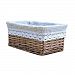 RURALITY Willow Wicker Storage Basket with Liner, Coffee Color, Medium