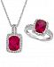 Lab Created Ruby (4 ct. t. w. ) & White Sapphire (1 ct. t. w. ) Pendant Necklace & Ring in Sterling Silver