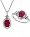 Lab Created Ruby (2-1/2 ct. t. w. ) & White Sapphire (3/4 ct. t. w. ) Pendant Necklace & Ring in Sterling Silver