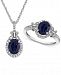 Lab Created Sapphire (2-1/2 ct. t. w. ) & White Sapphire (3/4 ct. t. w. ) Pendant Necklace & Ring in Sterling Silver