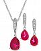 Lab Created Ruby (3-1/4 ct. t. w. ) & White Sapphire (1/5 ct. t. w. ) Pendant Necklace & Drop Earrings in Sterling Silver
