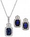 Lab Created Sapphire (3-1/2 ct. t. w. ) & White Sapphire (3/4 ct. t. w. ) Pendant Necklace & Stud Earrings in Sterling Silver