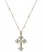 Joan Boyce Gold-Tone Crystal Cross Pendant Necklace