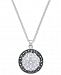 Marcasite & Crystal Flower Disc Pendant Necklace in Fine Silver-Plate