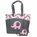 Baby Essentials Diaper Bag + Diaper Changing Kit with Portable Nap Mat - Pink Elephant