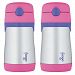 Thermos Foogo Phases Leak Proof Stainless Steel Straw Bottle, 10 Ounce - 2 Pack (Pink/Purple)