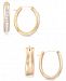 Signature Gold 2-Pc. Set Swarovski Crystal & Polished Hoop Earrings in 14k Gold over Resin, Created for Macy's