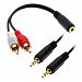 GTMax 6Inch Nickle Plated 3.5mm Stereo Female to 2 RCA Male Y-Cable + 6FT Gold Plated 3.5mm Stereo Audio Male to Male Gold Plated Cable