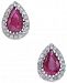 Certified Ruby (3/4 ct. t. w. ) & Diamond (1/8 ct. t. w. ) Stud Earrings in 14k White Gold