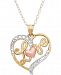 TriColor Love Heart 18" Pendant Necklace in 10k Gold, Rose Gold and White Rhodium-Plate