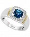 Effy Men's London Blue Topaz (1-5/8) & Diamond (1/6 ct. t. w. ) Ring in Sterling Silver and 14k Gold