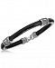 Scott Kay Men's Black Leather Bracelet with Sterling Silver Accents