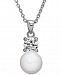 Cultured Freshwater Pearl (7mm) & Swarovski Zirconia Pendant Necklace in Sterling Silver