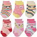 Deluxe Anti Non Skid Slip Slipper Crew Socks With Grips For Baby Toddler Girls (6-12 Months, 6-pairs/assorted)
