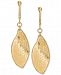 Italian Gold Textured Dangle Drop Earrings in 14k Gold, 1 3/4 inch