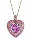 Lab-Created Pink Sapphire (6-3/8 ct. t. w. ) & White Sapphire (1/3 ct. t. w. ) Heart 18" Pendant Necklace in Sterling Silver