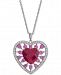 Lab-Created Multi-Gemstone (2-3/4 ct. t. w. ) Heart 18" Pendant Necklace in Sterling Silver