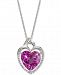 Lab-Created Pink Sapphire (5-7/8 ct. t. w. ) & White Sapphire (1/6 ct. t. w. ) Heart 18" Pendant Necklace in Sterling Silver