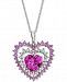 Lab-Created Pink Sapphire (2-3/4 ct. t. w. ) & White Sapphire (1/2 ct. t. w. ) Heart 18" Pendant Necklace in Sterling Silver