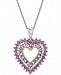 Lab-Created Pink Sapphire (1 ct. t. w. ) & White Sapphire Accent Heart 18" Pendant Necklace in Sterling Silver