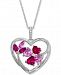 Lab-Created Multi-Gemstone 18" Heart Pendant Necklace (1-1/3 ct. t. w. ) in Sterling Silver