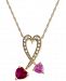 Lab-Created Multi-Gemstone 18" Heart Pendant Necklace (1-3/8 ct. t. w. ) in 14k Gold-Plated Sterling Silver