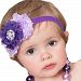 Miugle Baby Girl's Elastic Headbands with Shabby Chic Flowers, Purple, 14" Girth