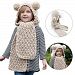 Knitted Girls Hoodie Scarf Caps, Bonice Winter Autumn Warm Hooded Scarf Neck Warmer Wool Beanies Cute Cozy Pom Pom Shawls Hats Caps Gifts for 4-10 Year Old Girls Kids - Beige
