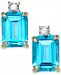 Blue Topaz (4 ct. t. w. ) & Diamond (1/10 ct. t. w. ) Stud Earrings in 14k Gold