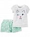 Carter's 2-Pc. Cotton Cat-Print T-Shirt & Skort Set, Baby Girls