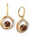 Le Vian Cultured Tahitian Brown Pearl (10mm) & Diamond (3/8 ct. t. w. ) Drop Earrings in 14k Gold, White Gold & Rose Gold