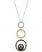 Le Vian Chocolatier Cultured Black Pearl (10mm) & Diamond (5/8 ct. t. w. ) Circle Pendant Necklace in 14k Gold, White Gold & Rose Gold