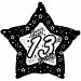 Creative Party Happy 13th Birthday Black/Silver Star Balloon (18in) (Black/Silver)