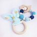 Baby Teething Toys 1set/2pcs Teether Bracelet for boys Crochet Beads Natural Organic Sensory Wooden Ring Toy -Bird Blue
