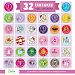Massive Pack of 32 Ronica Baby Girl Stickers: 12 Baby Monthly Stickers + 20 Popular Milestones Baby Stickers - Record Your Baby's Growth, Holidays and Special Firsts - Unique Baby Gifts