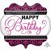 Anagram Supershape Black, Pink And White Happy Birthday Foil Balloon (One Size) (Black/Pink/White)