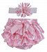 Stephan Baby Pink and White Satin Ruffled Diaper Cover and Curly Bow Headband, 6-12 Months by Stephan Baby
