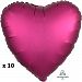 Anagram 18 Inch Heart Satin Luxe Pomegranate Foil Balloon (Pack Of 10) (One Size) (Pink)